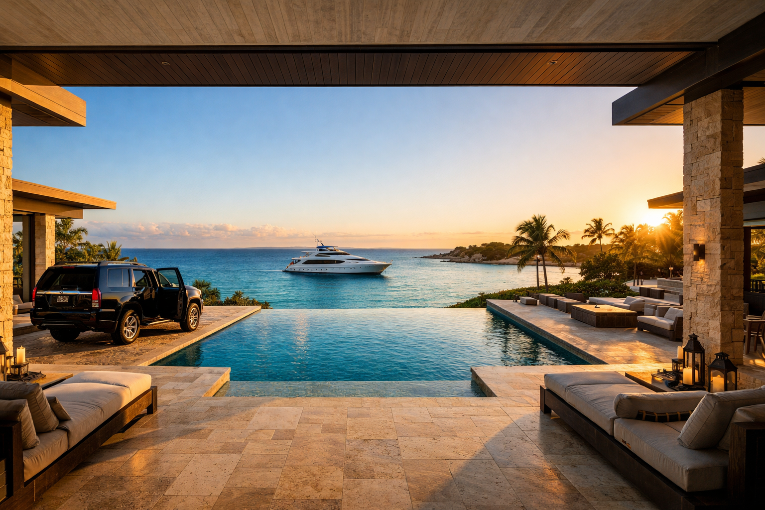 Servicios de conserjería premium en Punta Cana por Univertur Travel, gestión de villas de lujo, alquiler de yates y movilidad ejecutiva en Cap Cana.