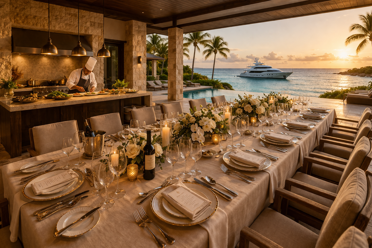 Experiencia gastronómica con chef privado a la medida coordinada por conserje de lujo en Punta Cana.