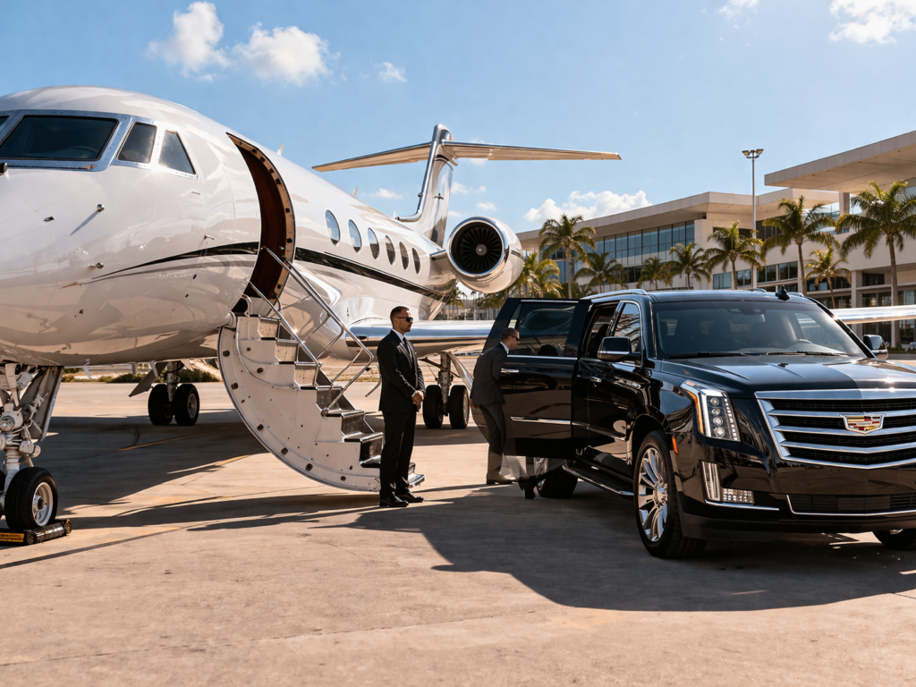 Protocolo Tarmac-to-Villa de movilidad de élite en Punta Cana con jet privado y SUV blindada