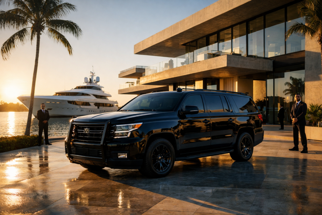Logística VIP en Punta Cana con SUV blindada y yate privado para Family Offices