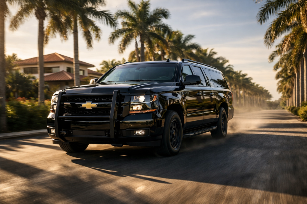 Protocolo de extracción de emergencia y movilidad táctica en Punta Cana con SUV blindada para ejecutivos