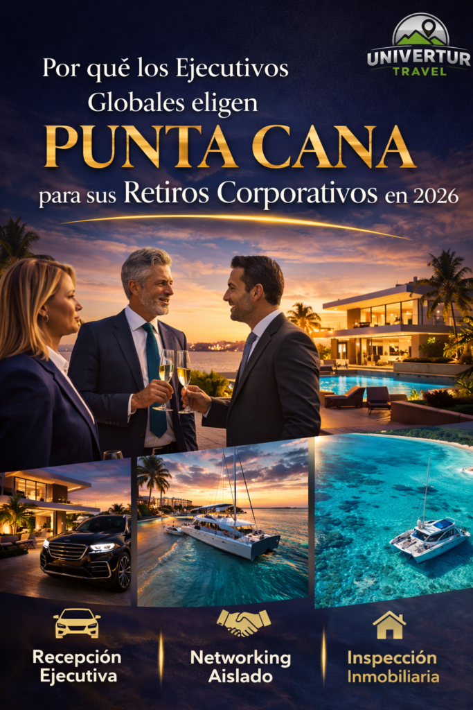 Ejecutivos visitando una villa de lujo en Punta Cana durante un tour de inspección inmobiliaria