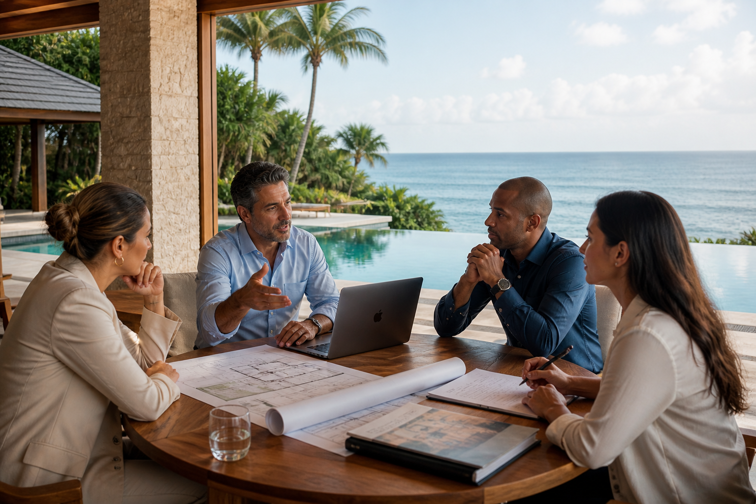 Executive team meeting during Corporate Retreats Punta Cana in a luxury villa