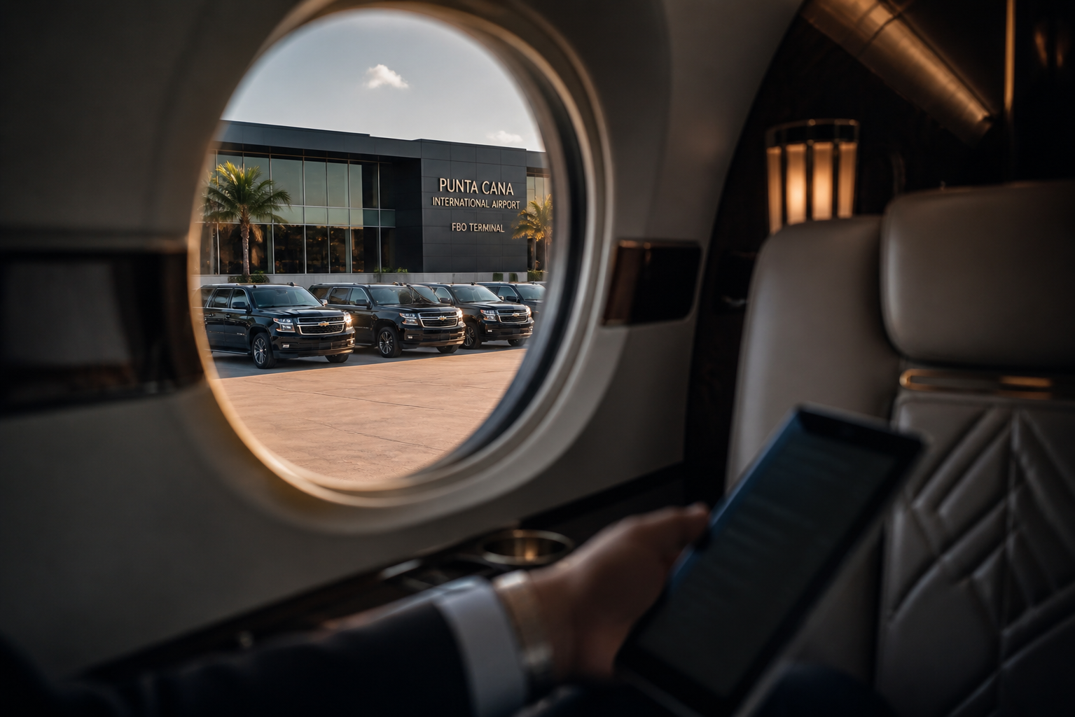 View of FBO ground logistics for a Private Jet to Punta Cana